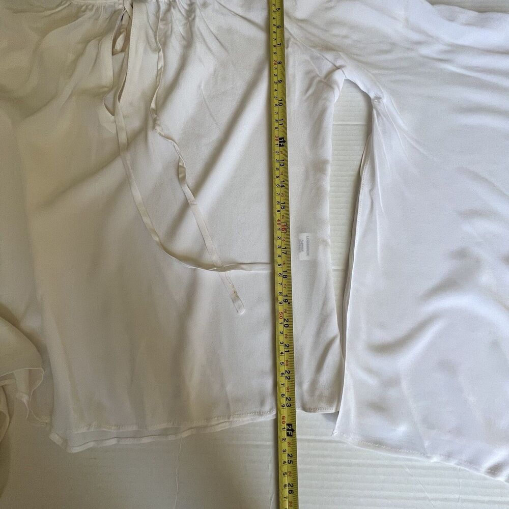Lou Barok Paris 42 LBK Womens Tie Neck Extra Large Sleeves Blouse White/DEFECTS - Picture 5 of 12